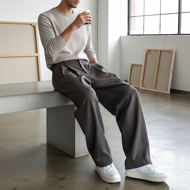 Pleated Wide Leg Trousers