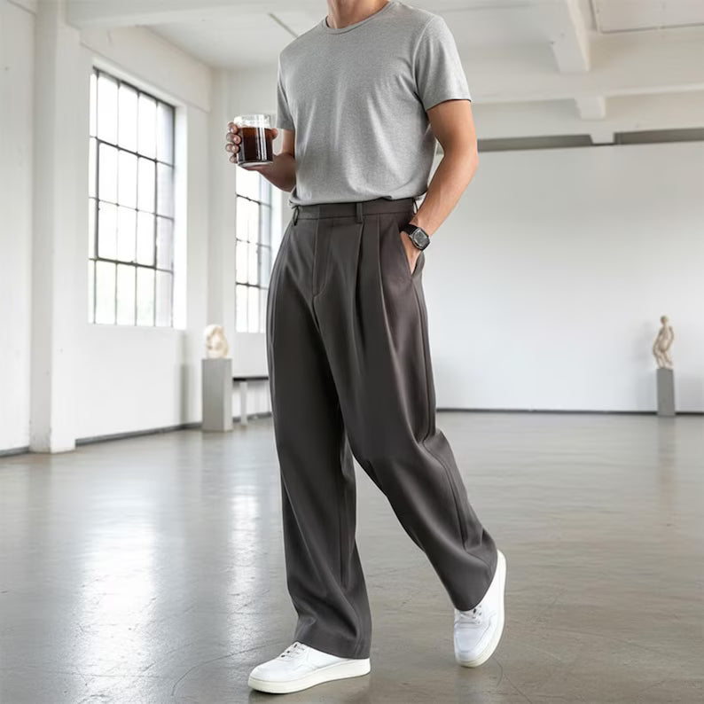 Pleated Wide Leg Trousers
