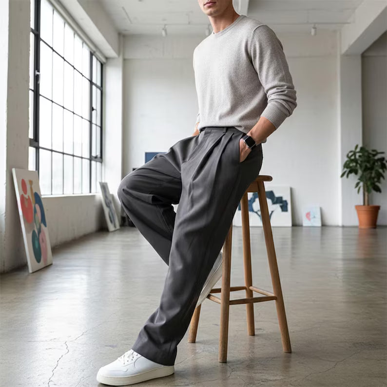 Pleated Wide Leg Trousers
