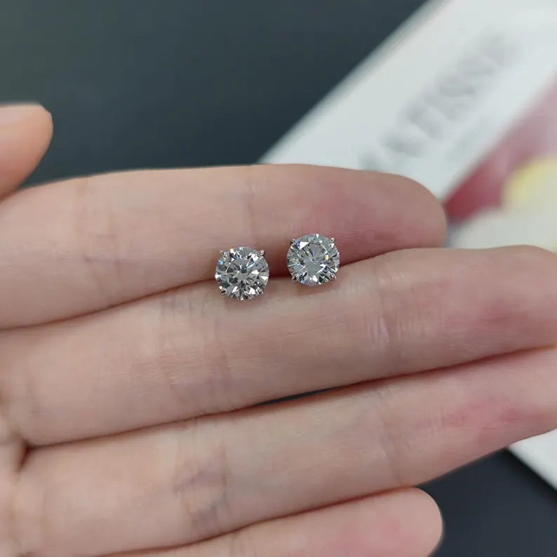 Moissanite Silver Stud Earrings