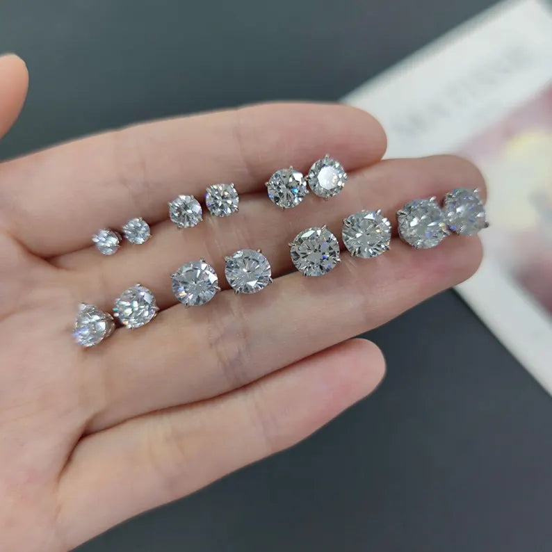Moissanite Silver Stud Earrings