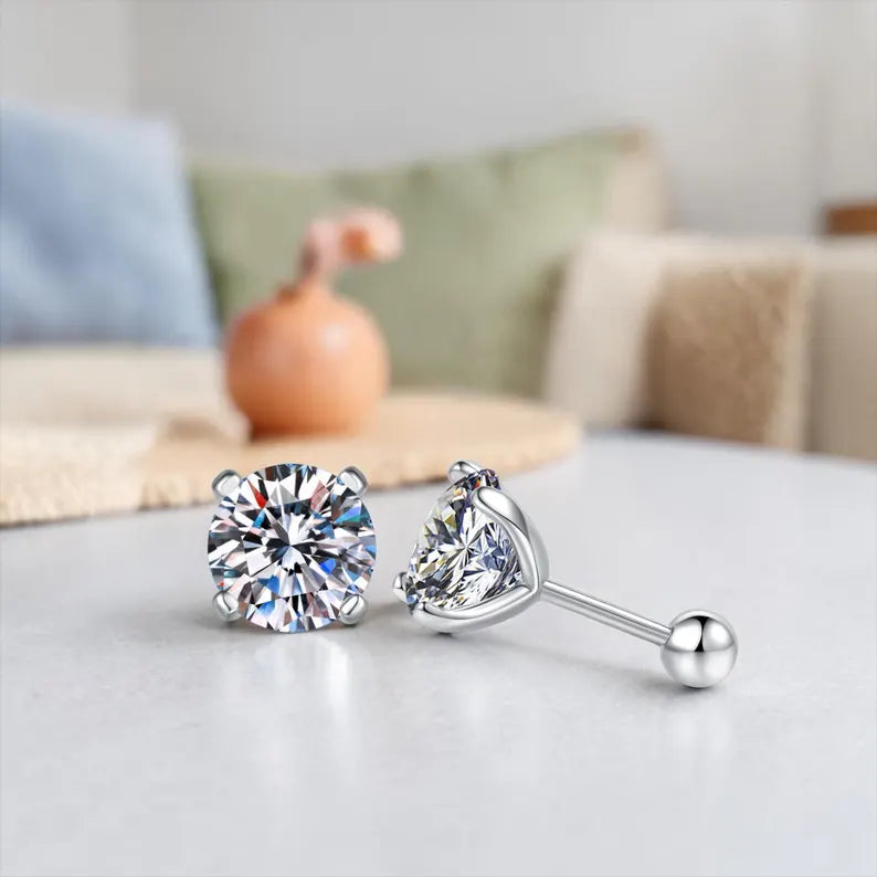 Moissanite Silver Stud Earrings