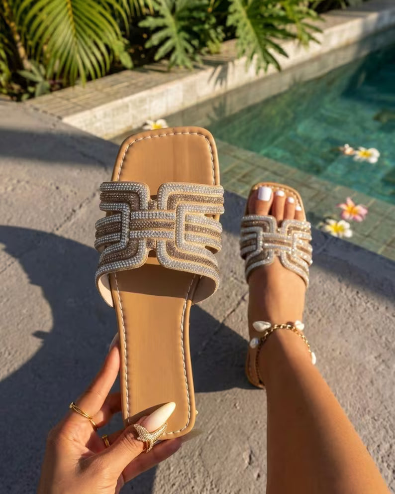Rhinestone Mule Sandals
