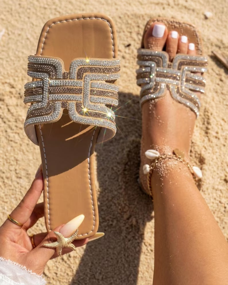 Rhinestone Mule Sandals